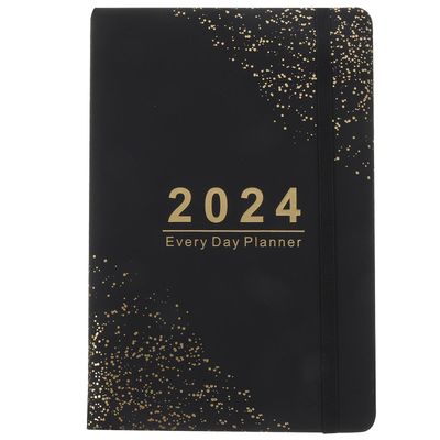 Agenda Daily Planner Engelsk 2024 Planner Engelsk Notebook Planner 2024 Månedlig planlægger Sort 21.2X14.5X2CM