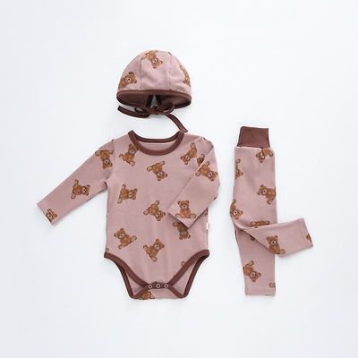 Foråret Nye Baby og Barn sætter mænd og kvinder Skat Bomuld Varm Bære to stykker hjem tøj Kaffe pink 66cm