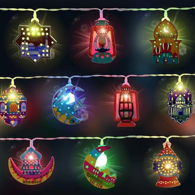 Tianzun Ramadan Fairy Fairy Lights, 1.65 metriä, 10 lediä, Eid Mubarak värikäs merkkijonovalo, Star Moon Ramadan -koriste
