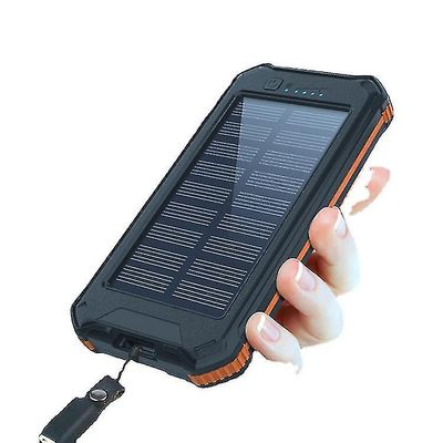 Kryc Solar Power Bank 30000mah, bærbar lader med 4 innganger og 3 utganger, LED lommelykt, ekstra høy kapasitet USB-C ekstern batterilader Compa