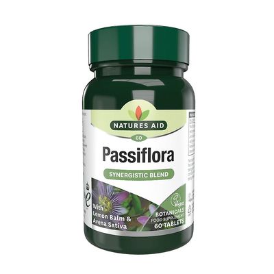 Natures Aid Passiflora, Sitruunamelissa & Avena Sativa , 60 Tablettia
