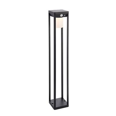 Endon Collection Lighting Hallam Moderne Solar Powered Dæmpbar LED Høj pullert lampe tekstureret sort, PIR Motion &Day Night Sensorer, Varm Hvid, IP44