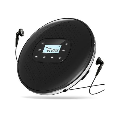 Bærbar cd Walkman genopladelig intelligent berøringsskærm cd-afspiller digital skærm stereohøjttaler Sort