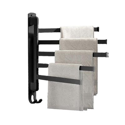 Pyörivä pyyheteline, 5 vartta, seinälle kiinnitettävä pyyheteline, ruostumaton teräs, pyyhekuivain, 180 astetta kääntyvä tilaa säästävä pyyheteline...