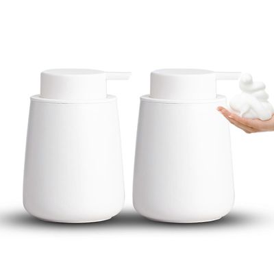 Vaahtosaippuannostelijasetti - Valkoinen keraaminen vaahtosaippuannostelija 12 Oz kylpyhuoneeseen ja keittiöön - 2 kpl