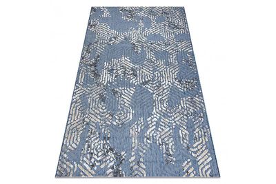 RugsX Tæppe Strukturel SOLE D3841 sekskanter - Fladvævet blå / beige 120x170 cm