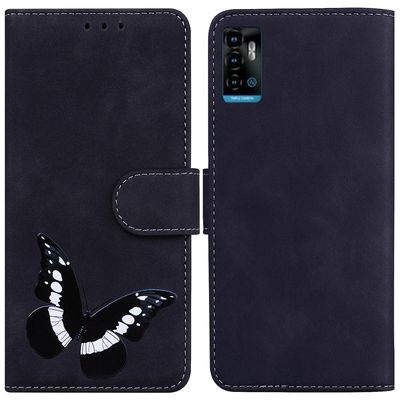 Etui til Zte Blade V40 Vita Butterfly Cover Premium Læder Magnetisk- Pink Sort
