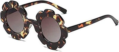 Ubiuo barn runde blomst solbriller jenter søte strandbriller retro barn anti-uv strand eyewear Leopard