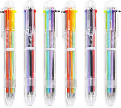 Linkrunning 12 Pack 0,5 mm 6-i-1 multicolor kuglepen 6 farver optrækkelige kuglepenne (12 pack) Flerfarvede 5.5 inch