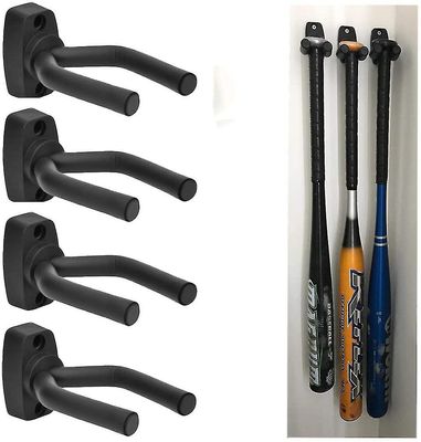 4 Pack Wall Mount Lodret Baseball Bat Holder, sort