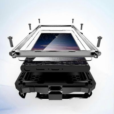 Raskas metallinen sotilasluokan puhelinkotelo Samsung Galaxy S24 Ultran sisäänrakennetulle näytön linssinsuojaukselle Hopea