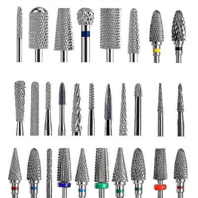 Volframikarbidi kynsien poranterän jyrsinkone manikyyriin Pedikyyri kynsitiedostot puskuri kynsitaidelaitteet Lisävarustetyökalut 34