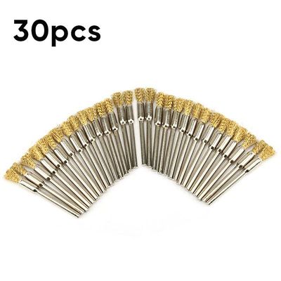 30pcs 5mm Messing roterende wire Wheel Blyant Polering Børster For Power Drill Tool Brosses Drill Brush Pinceles Cepillo Taladro