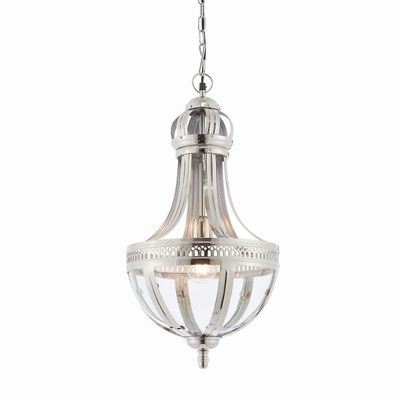 Endon Collection Lighting Wien 1 Lys vedhæng Bright forniklet på massivt messing, glas, E27