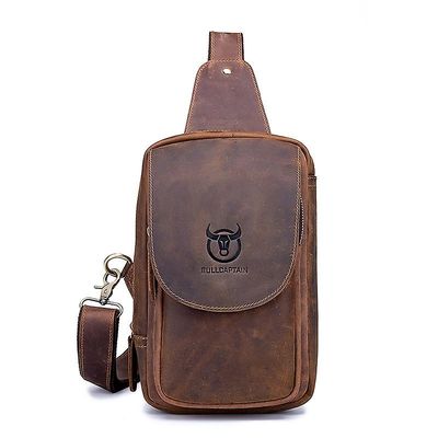 Bull Captain Menn Skinn Retro Skulderveske Diagonal Veske