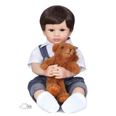 Genfødsel dukke 60cm genfødt lille barn dreng dukke silikone vinyl lemmer to hårfarve baby dukke klud krop fødselsdag pige spille hus boneca sød gave