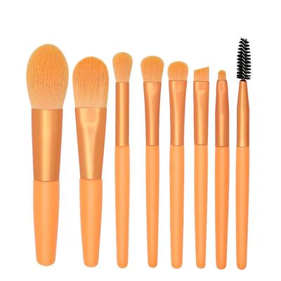 8 Børster Skønhedsværktøjer Blød hår makeup børste sæt træ håndtag bærbare Mini Blush makeup børste sæt orange