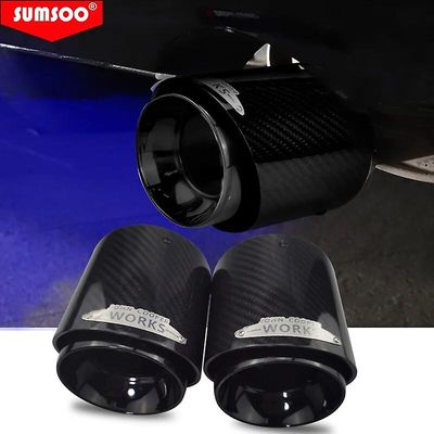 Bolongking ekte 1PCS svart krom og karbonfiber lyddemper spiss passer til Mini Cooper eksosspiss R55 R56 R57 R58 R59 R60 R61 svart innløp95mm