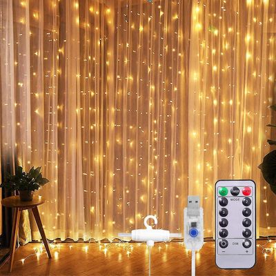 Ikkunaverho Naru Valo 300 Led 8 Valaistus Tilat Valot Kaukosäädin Usb Powered Vedenpitävä (lämmin Valkoinen) 3x2M