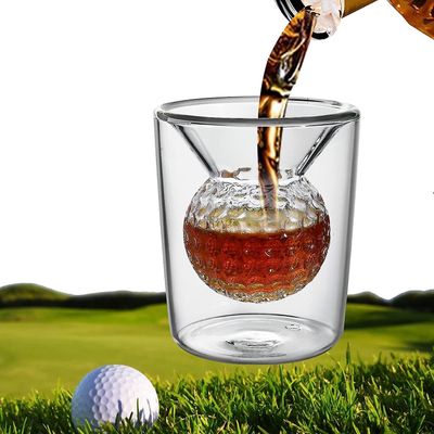 unbrand Golf whiskyglas, Golf whisky glas til mænd, Golf gaver til herre golfspillere, whiskyglas med golfboldform indlejret 1 pcs