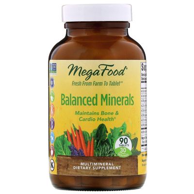 MegaFood, Balanserad Mineraler, 90 Tabletter