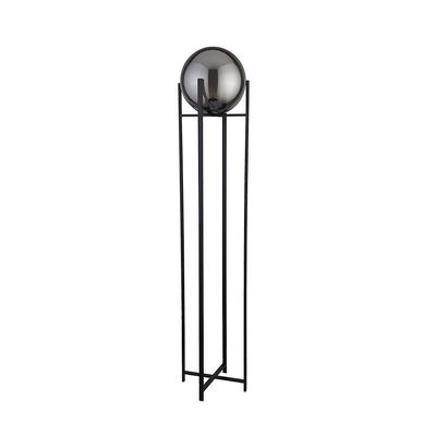 Searchlight Lighting Amsterdam 1 Lys Mat sort gulvlampe Rund Smokey Glass Shade