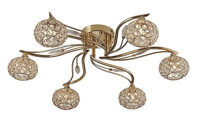 Inspired Lighting Leimo Flush Loft 6 Let fransk guld, Krystal