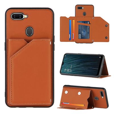 Gangxun Sag For Oppo A12/a7/a5s Vintage Cuir Cover Læderetui Kofanger - Marron