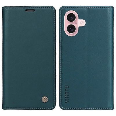 YIKATU YK-001 yhteensopiva iPhone 16 -kotelon kanssa PU-nahkajalusta lompakko suojaava puhelimen kansi Vihreä