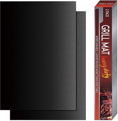 Xqday Eu-airbin Grill Mat-sæt af 2 Heavy Duty 600 Fahrenheit Degree Non-stick Bbq Grill Mat. Udvidet garanti. 40 X50cm (sort)