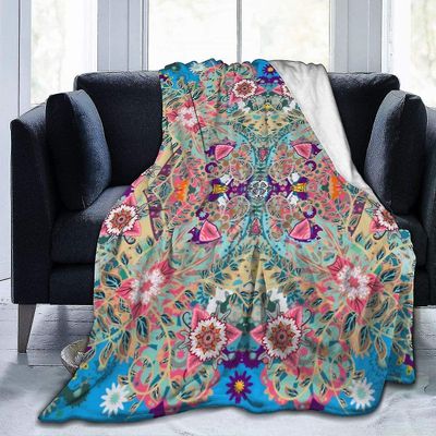 Mandala Boho kaste teppe myk flanell fleece varmt teppe for sofa, seng, sofa, stol, kontor, reise, camping-R600 50x40in 125x100cm