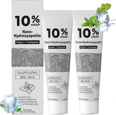 Hydroksiapatiittihammastahna hammaskiilteen suojaamiseen ja hampaiden vahvistamiseen, fluoriton hammastahna herkille hampaille, hellävarainen mintt...
