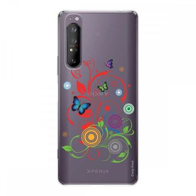 Crazy Kase Hull Til Sony Xperia 1 Ii I Silikone Fleksibel 1 Mm, sommerfugle og cirkler