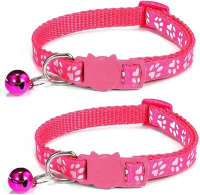 Mikasa 2 x kattehalsbånd med klokke, justerbar Pink pink