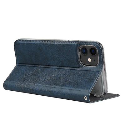 Iphone7 Plus / 8 Plus musta nahkainen iskunkestävä puhelinkotelo korttipaikan lompakkoon Tummansininen