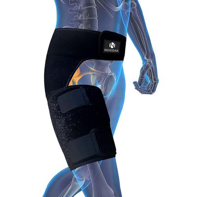 Lonkkatuki iskias kivunlievitykseen Hamstring Compression Sleeve Nivustuki Si vyö Säädettävä tuki Si-nivelelle, iskiashermolle, lonkan korvaamiselle