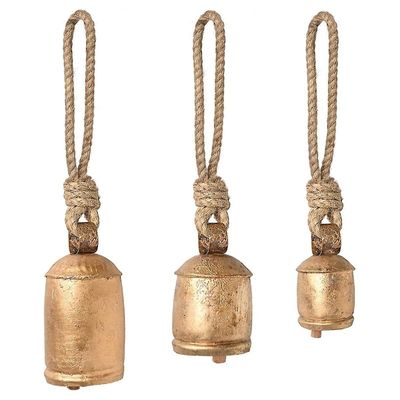 Støpejern hengende ku bjeller Sett med 3 hengende Harmony Bells Hage Rustikk Avslappende Rolig Vind Chimes Som vist