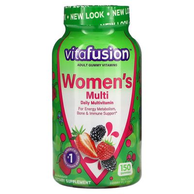 VitaFusion, naisten monivitamiini, päivittäinen monivitamiini, luonnonmarja, 150 kumikumia