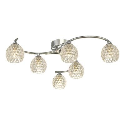 Dar Lighting Nakita Semi Flush Loft Light Poleret Krom Med Fordybet Glas, 6x G9