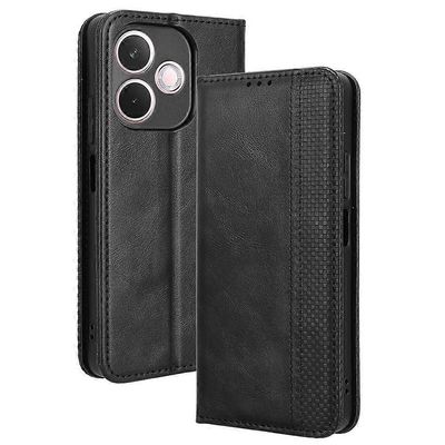 varten Oppo A5 Pro 5G Kotelo Lompakkoteline Retro Tekstuuri Nahkainen Puhelimen Kuori - Musta Monivärinen Black