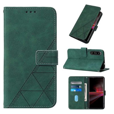 Gangxun Kompatibel med Sony Xperia 1 iii etui læder folio cover tegnebog magnetisk premium etui coque grøn
