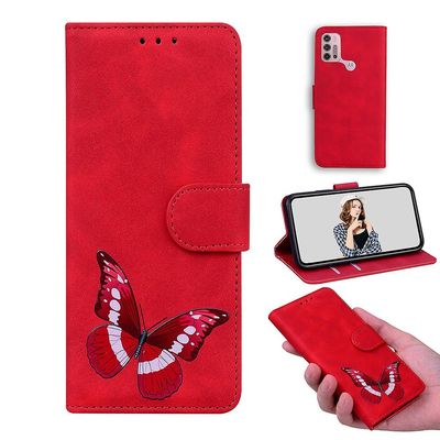 Etui til Motorola Moto G10 / G10 Power Butterfly Cover Premium læder magnetisk- pink Rød
