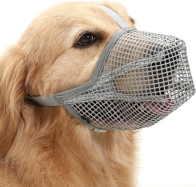 Frusde Hundmynning med justerbara remmar, mjuka nättäckta nosar för små medelstora hundar Grå L