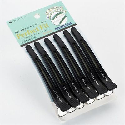 6pcs Hair Clips Pro Salon Frisør klemmer Klip Gummi Hår sektionsopdelning Clip Hairpin Styling Tilbehør Sort