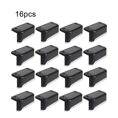 1/4/8 Pcs førte sol trappe lampe vandtæt udendørs hegn lys haven lys sti værftet gårdhave dekoration 16pcs sort