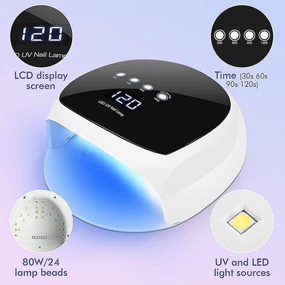 80w uv ledet lampe for gel negler. Spikertørker med autosensor. 30/60/90 /120s Timer