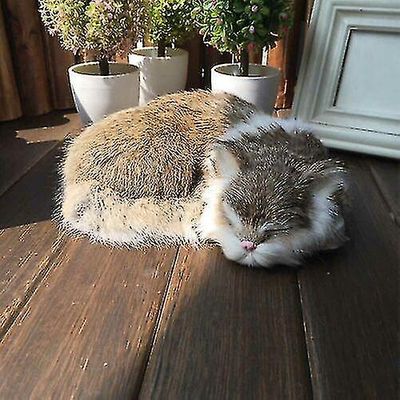 Realistinen nukkuminen Elävä kissa Pehmo Tekoturkis Luonnollisen kokoinen Pörröinen talo Eläin-hao Ruskea