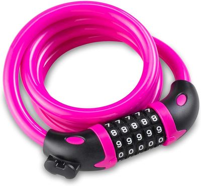 Mikasa Cykellås med 5-cifret kode 1,2 m/4 ft cykelkabellås (grøn) Pink