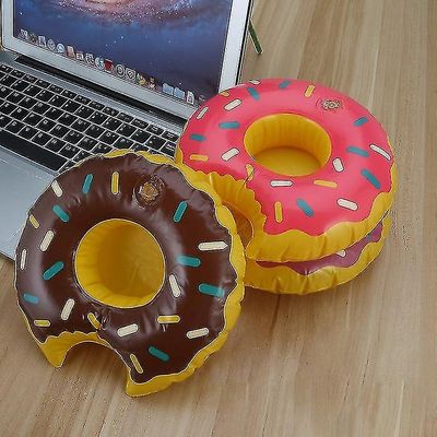 3pcs/set Farverige Pvc Oppustelige Donuts Sommer Øl Juice Drink Cup Holder