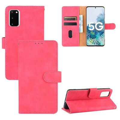 Etui til Samsung Galaxy S20 Cover Premium læder med kortholder Flip Folio magnetisk etui Etui Coque - Sort Pink